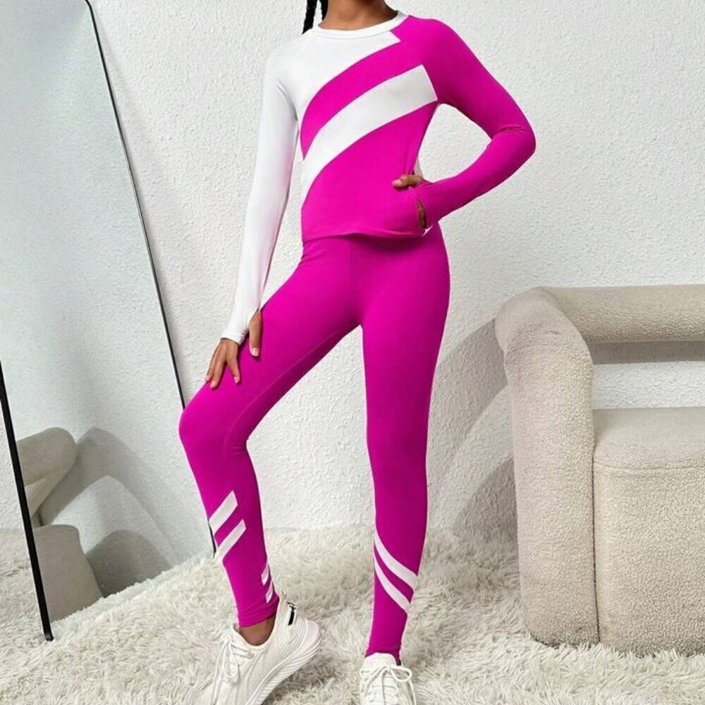 Girls two piece long sleeve and leggings athletic set